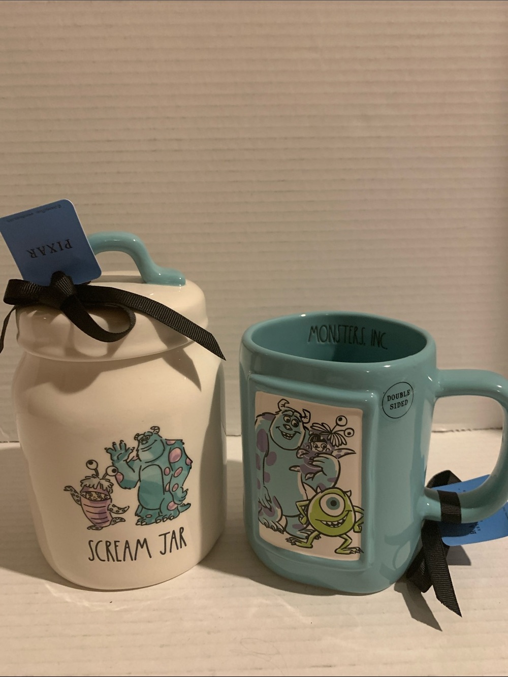 Rae Dunn Monsters Inc Double Sided Blue Mug & Canister Jar Set NEW